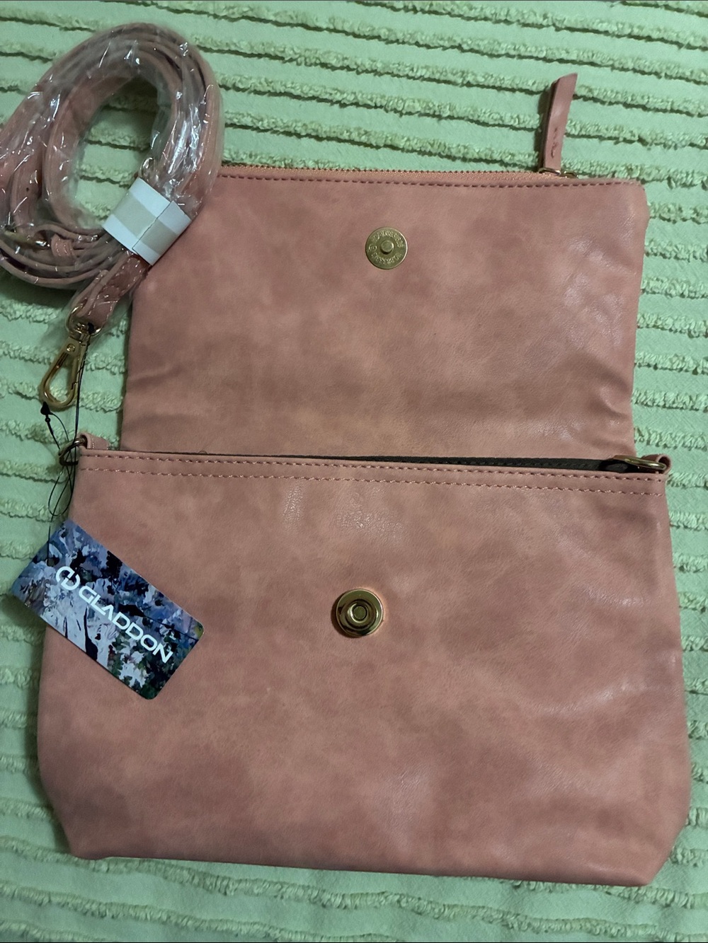 Blush Pink Mini Crossbody Bag with Gold-Tone Details
